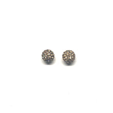 Load image into Gallery viewer, These genuine light topaz swarovski crystal studs are hand set in a clay base.  The post and backs are sterling silver   Hypoallergenic, lead and nickel free 
