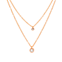 Load image into Gallery viewer, If your looking for a double chain necklace, this one is simple but elegant!  925 Sterling Silver  14K Rose Gold Plated  Lead and nickel free  Hypoallergenic  This necklace is 16&quot; in length with a 2” extender
