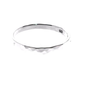 Silver Plain Hammered Band Ring