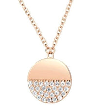 Load image into Gallery viewer, Simple but elegant 925 sterling silver necklace  14K Rose Gold Plated  High quality cubic zirconia  Lead and nickel free  Hypoallergenic  This necklace is 18&quot; in length  Pendant is 5mm
