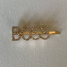 Load image into Gallery viewer, You can be your boss babe wearing this trendy on fashion boss crystal hair clip! They are the perfect accessory to any outfit! These clips can be worn each as a single clip or together. You can also mix and match with another favourite clip of yours!  Single Clip 

