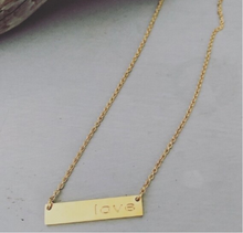 Load image into Gallery viewer, These short necklaces are great for wearing on its own or with another longer necklace.   Gold or silver plated love bar   This necklace is 16&quot; in length with a 2&quot; extender 
