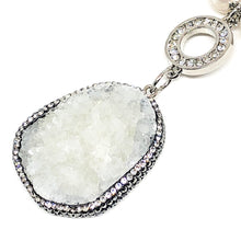 Load image into Gallery viewer, Freshwater Pearl Necklace with Druzy Stone Pendant
