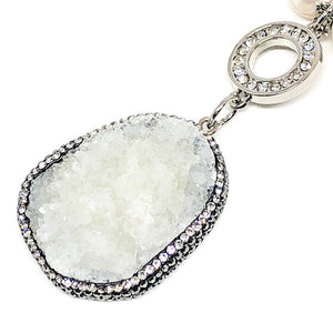 Freshwater Pearl Necklace with Druzy Stone Pendant