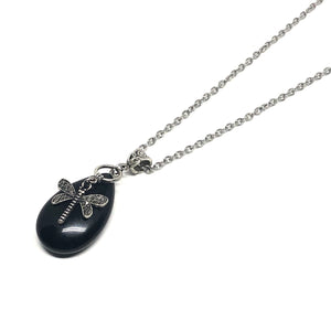 Genuine Black Agate Gemstone  It cleanses and stabilises the aura, eliminating and transforming negativity. Agate enhances mental function, improving concentration, perception and analytical abilities. It soothes and calms, healing inner anger or tension and creates a sense of security and safety.  Hypo-allergenic stainless steel chain  This necklace is adjustable to approximately 32" in length
