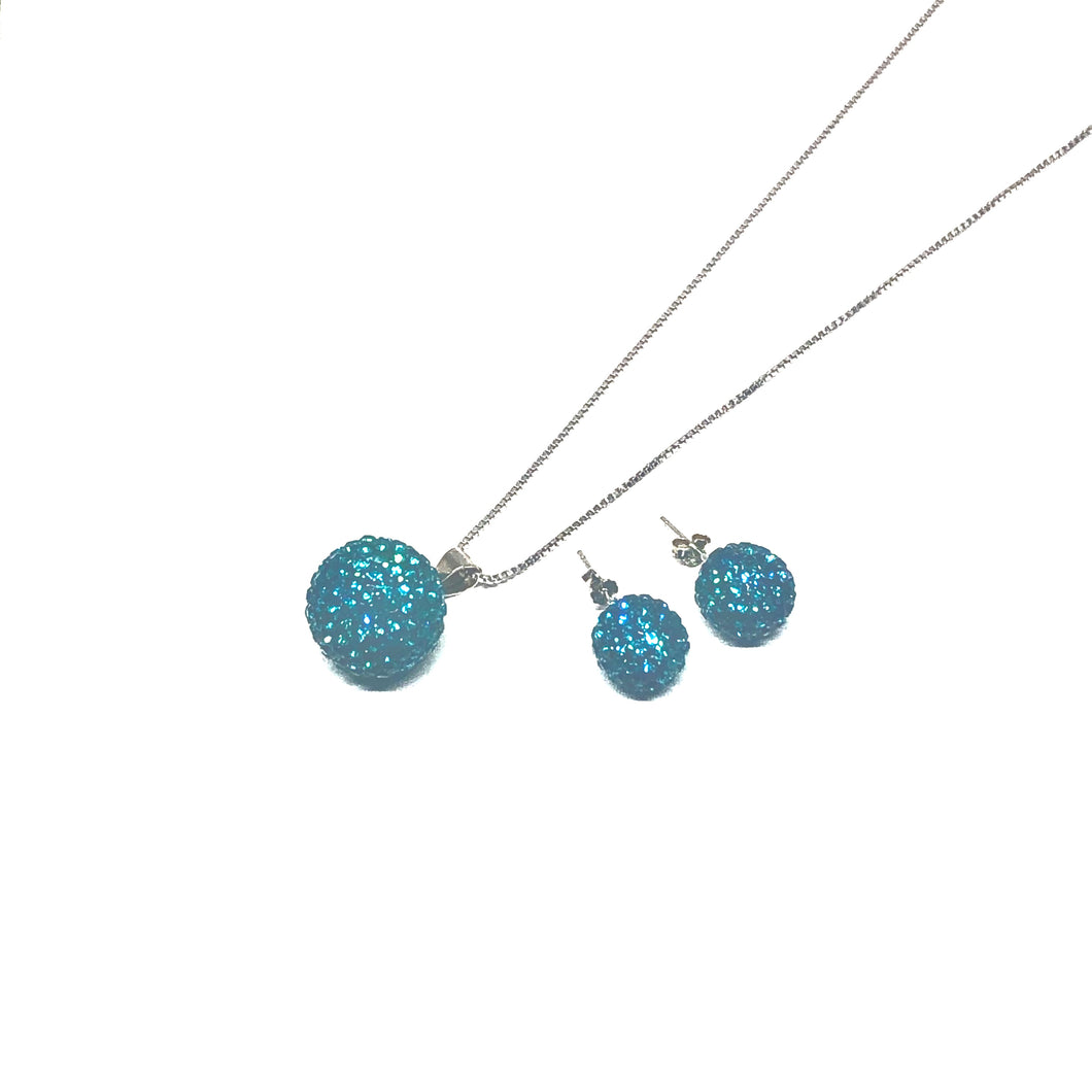 Turquoise Sparkle Ball Earring/Pendant Gift Set