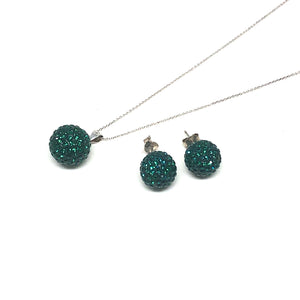 Emerald Sparkle Ball Earring/Pendant Gift Set