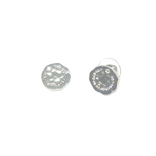 These matte earrings make a perfect set with the necklace we carry.  Each stud has swarovski crystal embedded into the earring.   Lead and nickel free  Hypoallergenic  The size of these studs are .50