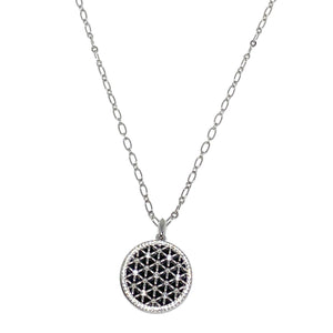 Discover eye-catching, straight-off-the-runway inspired pieces. One statement piece, infinite possibilities…  Merx Modern is exclusively designed and handmade in Canada.  This beautifully designed necklace has silver filigree on top of black epoxy.   This necklace length is 32” + 3” extender & clasp  Pendant is 1.5” x 1.5”