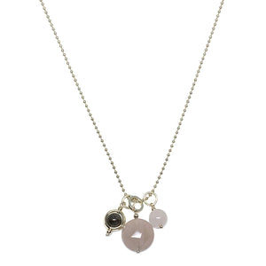 Rose Quartz with Dk. Grey Bead Necklace 'NEW PRODUCT'