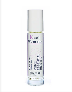 Our roll ons allow you to take your essential oils with you on the go. Mixed with jojoba oil, these are safe to apply directly to the skin. Use on your wrists or temples for best effect.  The kool woman roll on is designed to give a cooling sensation to the skin, and help ease hot flashes.  10ml bottle  Ingredients: Jojoba oil, Mentha piperita, Salvia officinalis, Menthol 
