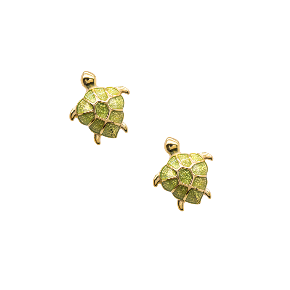 If you love turtles, you are going to love these 925 sterling silver turtle studs!   14K Gold plated  Hypoallergenic, lead and nickel free   Size: 9mm x 9mm