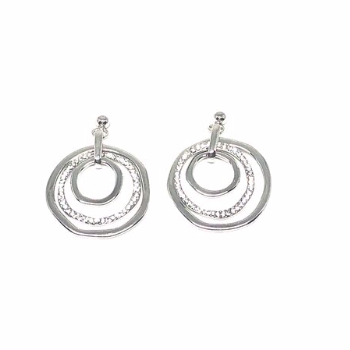 These silver dangle earrings have a circle of swarovski crystals.  They are rhodium plated with high quality swarovski crystals  Size: 10mm 