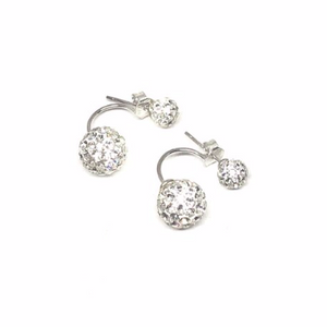 These 925 sterling silver crystal ear jackets are unique in that the lower ball falls under your ear lobe.  High quality rhinestones  Hypoallergenic, lead and nickel free  Tarnish resistant