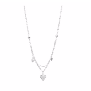 Discover eye-catching, straight-off-the-runway inspired pieces. One statement piece, infinite possibilities…  Merx Modern is exclusively designed and handmade in Canada.  This silver heart short necklace is layered and has silver hearts hanging around the necklace   This short layered is 20” + 2” extender & clasp