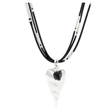 Load image into Gallery viewer, Silver Heart Necklace with Black Cord
