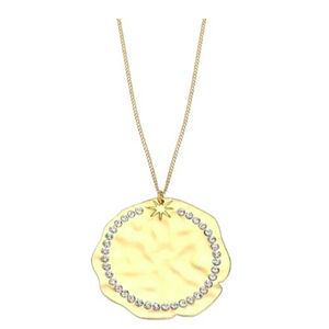 Matte Light Gold Sand Dollar & Crystal Necklace