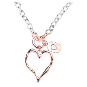 Rose Gold Heart With Charm Short Necklace