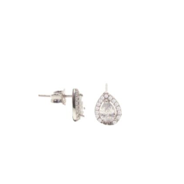 These stunning .925 sterling silver teardrop studs have a larger high quality cubic zirconia in the centre surrounded by smaller high quality cubic zirconia  Hypoallergenic, sterling silver back and posts, lead and nickel free  Size: 8mm x 6mm