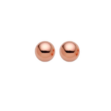 Load image into Gallery viewer, These plain but elegant ball studs are an everyday pair of earrings.  They are .925 sterling silver with 14K Rose Gold plating  Hypoallergenic, sterling silver back and posts, lead and nickel free  Size: 6mm
