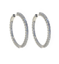 Load image into Gallery viewer, Simple yet elegant these 925 sterling silver high quality cubic zirconia hoops are perfect for complimenting your night-out outfits and special occasions. Make these stunning sterling silver earrings the focal point of your look and draw attention from every angle.  Hypoallergenic, lead and nickel free   Size: 35mm
