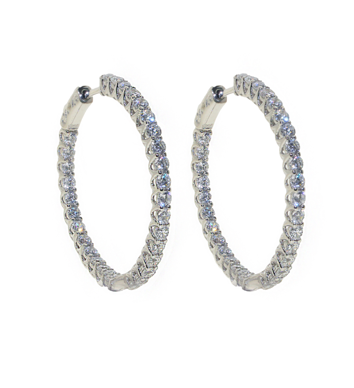 Simple yet elegant these 925 sterling silver high quality cubic zirconia hoops are perfect for complimenting your night-out outfits and special occasions. Make these stunning sterling silver earrings the focal point of your look and draw attention from every angle.  Hypoallergenic, lead and nickel free   Size: 35mm
