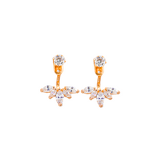 Load image into Gallery viewer, These earring jackets are simply beautiful to wear.  925 sterling silver with high quality cubic zirconia    We carry either rhodium plated or 14K Rose Gold plated   Hypoallergenic and lead and nickel free
