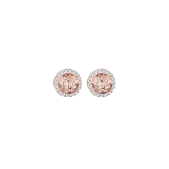 These gorgeous 925 sterling silver morganite studs are beautifully surrounded by high quality cubic zirconia.   14K Rose Gold Plated   Hypoallergenic, lead and nickel free