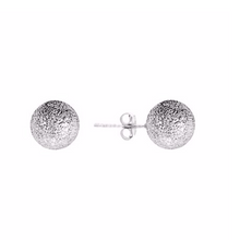 Load image into Gallery viewer, These .925 sterling silver earrings have a sandblasted effect to them, making them sparkle.   Lead and nickel free  Hypoallergenic  Size: 8mm
