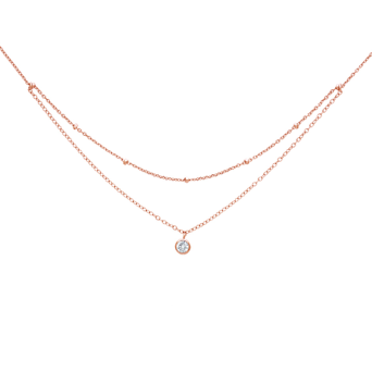 This trendy 925 sterling silver necklace is both a choker and a necklace, with a single cubic zirconia.  14K Rose Gold and 14K Gold plated  This necklace is 12” in length with a 2” extender.  Lead and nickel free