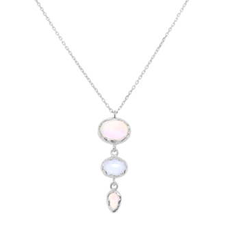 This beautiful 925 sterling silver necklace has genuine moonstone and blue topaz stones. Very elegant necklace that can be worn with your evening dress or can be worn with jeans.  Lead & nickel free  Hypoallergenic  Length: Chain is 18 inches with a 2 inch extender