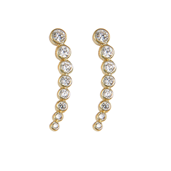 These 925 sterling silver and gold plated gradient bezel ear climbers are the perfect accessory for your evening dress. Each ear climber has a total of 8 high quality cubic zirconia   14K Gold Plated  Hypoallergenic, lead and nickel free   Size: 25mmx4mm