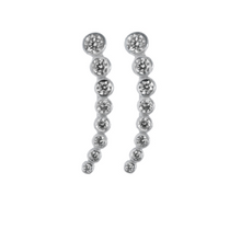 Load image into Gallery viewer, These 925 sterling silver and gold plated gradient bezel ear climbers are the perfect accessory for your evening dress. Each ear climber has a total of 8 high quality cubic zirconia   14K Gold Plated  Hypoallergenic, lead and nickel free   Size: 25mmx4mm
