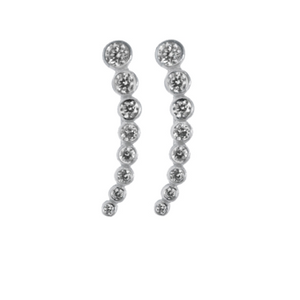 These 925 sterling silver and gold plated gradient bezel ear climbers are the perfect accessory for your evening dress. Each ear climber has a total of 8 high quality cubic zirconia   14K Gold Plated  Hypoallergenic, lead and nickel free   Size: 25mmx4mm