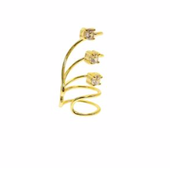 Ear Cuffs are in trend right now. Ear cuffs are great to give an eye-catchy touch to your look without any piercings. Ear cuffs stand out so Its best to wear one ear cuff at a time. This sterling silver ear cuff can be worn in conjunction with other studs or hoops.  Ear cuff has 3 high quality cubic zirconia  14K Gold plated  Hypoallergenic, lead and nickel free and tarnish resistant  Two pieces