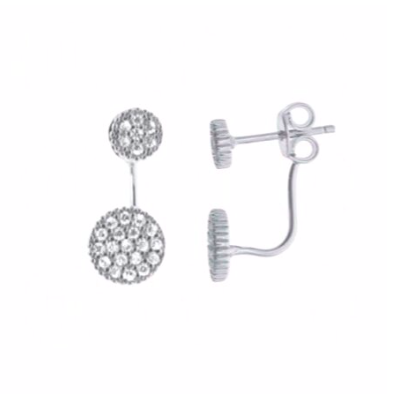 These are beautiful 925 Sterling Silver, Rhodium Plated Earring Jackets.  The perfect earring to accompany that special outfit. This earring jacket has high quality cubic zirconia   The nice part about this earring jacket is that you can wear the stud by itself for a totally different look.   Lead and nickel free  Hypoallergenic  Size: 20mm