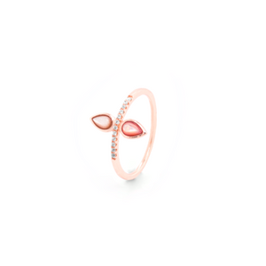 Rose Quartz and White Topaz Pear Ring - "NEW PRODUCT"