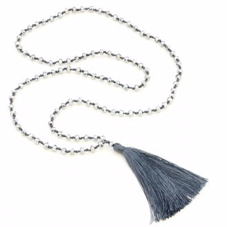 This necklace is handcrafted by artisans from Bali, Indonesia. All materials to make this necklace come from materials locally sourced. Local artisans hand-craft these original designs, bringing them to life.  If your looking for a long trendy, light weight necklace to wear with your summer outfits, this is the one!  This necklace is 40” in length including the silk tassel  Tassel is 3.5”