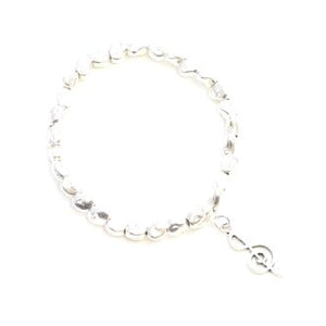 This silver nugget bracelet is perfect as a gift for your favourite music teacher or for yourself if you are a music lover  Has a silver plated note attached   Lead and nickel free, hypoallergenic  The circumference of this bracelet is 2.25"