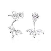 Load image into Gallery viewer, These earring jackets are simply beautiful to wear.  925 sterling silver with high quality cubic zirconia    We carry either rhodium plated or 14K Rose Gold plated   Hypoallergenic and lead and nickel free
