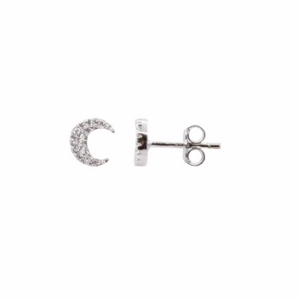 These .925 sterling silver cresent moon studs are designed with high quality cubic zirconia.   Hypoallergenic, lead and nickel free  Size: 7mm x 7mm