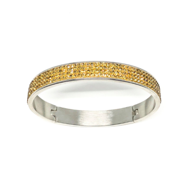 This swarovski bangle is made from surgical stainless steel and is 2.5