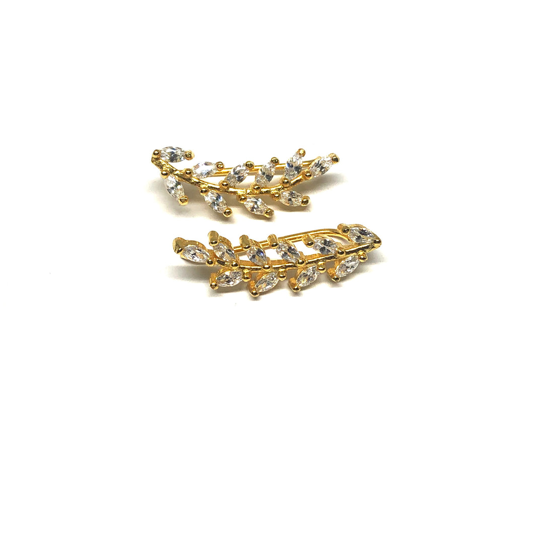 These beautiful 925 sterling silver ear climbers are 14K gold plated.   These ear climbers have high quality cubic zirconia   Hypoallergenic, lead and nickel free   Size: 25mm 